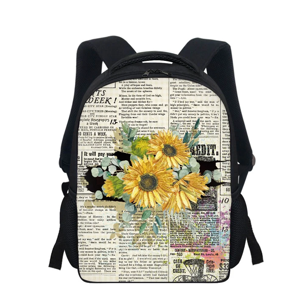 12Inch Casual Kindergarten Book Bag Students Small School Bags Sunflower flower Printed Boys Kids Backpack Children Schoolbag