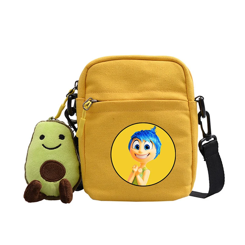 Disney Inside Out Shoulder Bags Anime Joy Sadness Canvas Square Messenger Bag Cartoon Women\'s Crossbody Diagonal Bag Kids Gift