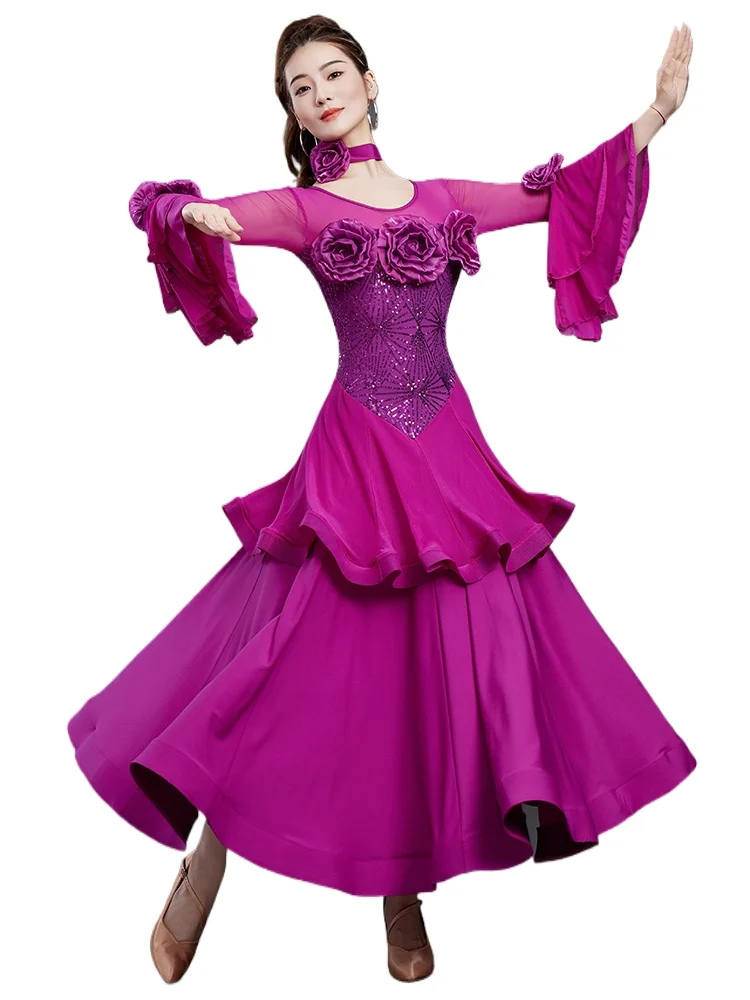 

2025 New Modern Dance Dress Professional Competition Performance Waltz Gb Friendship Dance Costumes 7218
