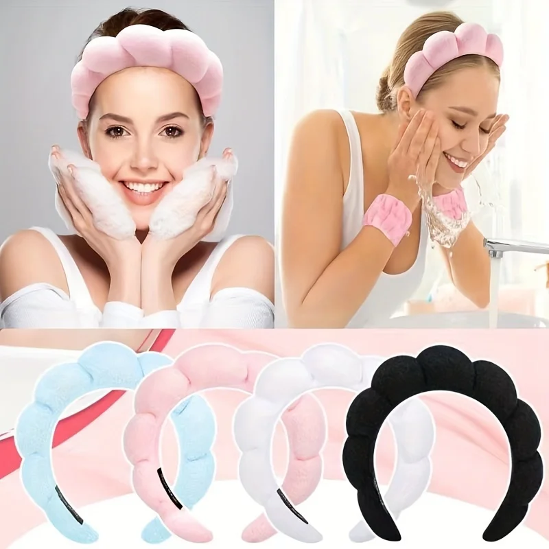 2PCS Simple Cloud Shaped Sponge Hair Hoop For Women, Summer Headband For Hair Wash And Hair Style Cute,Pink Accessories