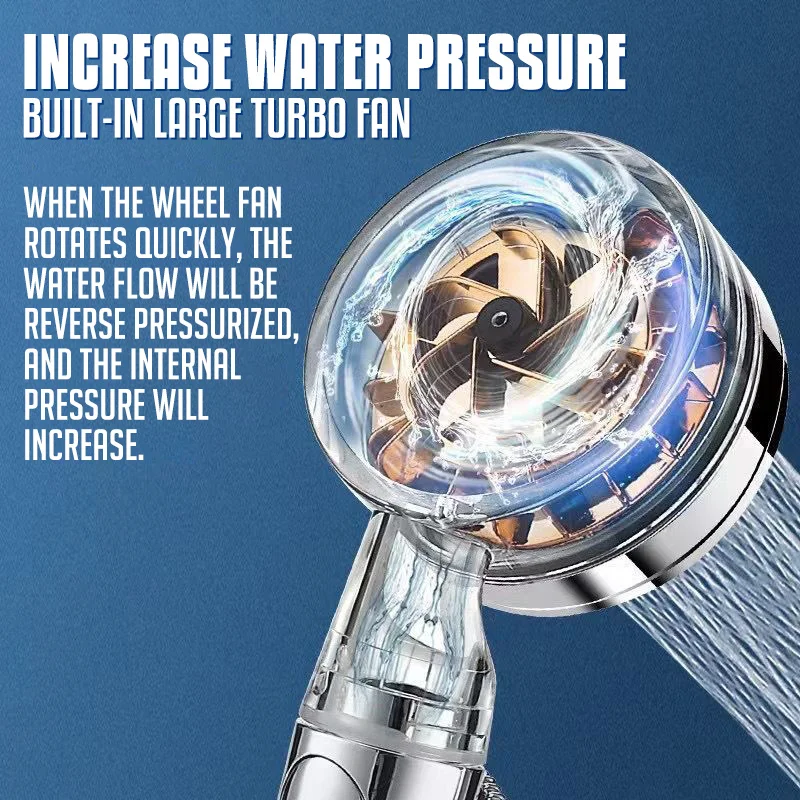 Nice Pressurized Nozzle Turbo Shower Head One-Key Stop Water Saving High Pressure Shower Head Magic Water Line Bathroom Accessor