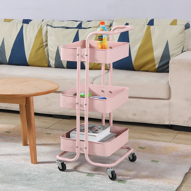 Factory Direct All Iron Mobile Beauty Cart Multi Layer Storage Rack Bathroom Tea Trolley Trolley Cart Rolling Cart Storage Cart