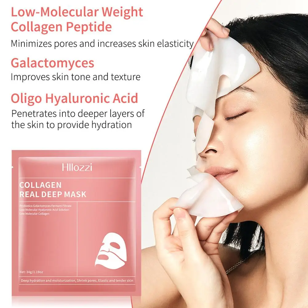 Mascarilla para dormir de colágeno, hidratante, translúcida, adelgazante, suave y tierna, mascarilla facial de colágeno para el cuidado de la piel, 4 Uds.