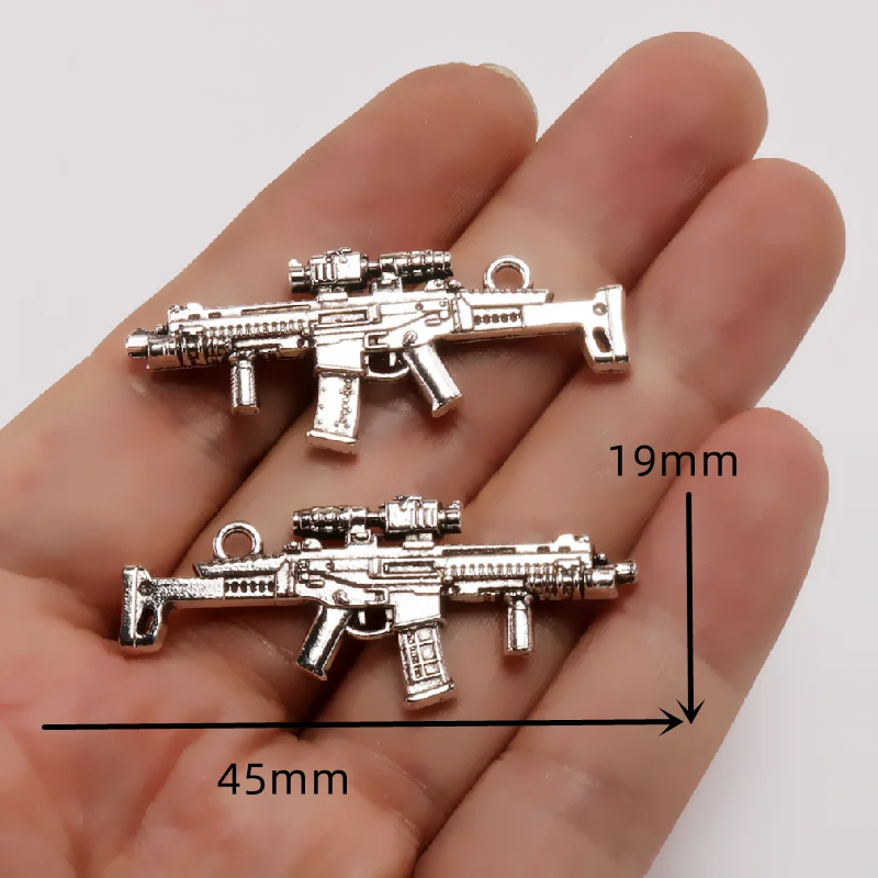 1pack  Silver Plated Mix Retro Firearms Rifles Submachine Guns Pistols Alloy Pendant DIY Charms Necklace Jewelry Crafts Making