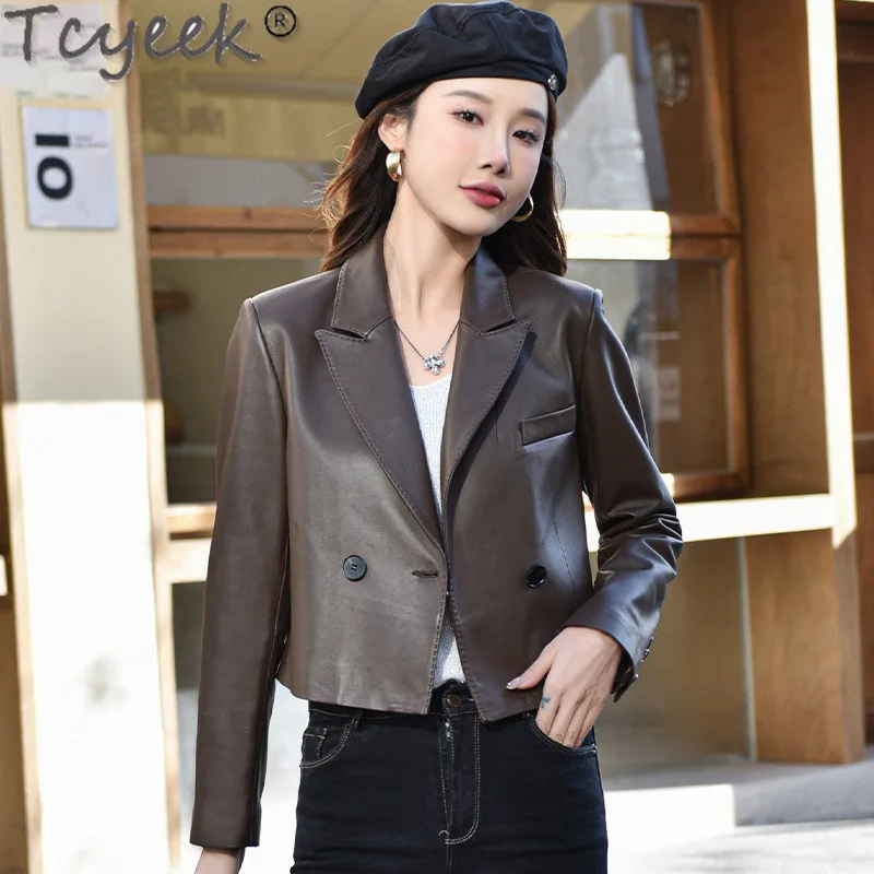 Tcyeek Genuine Leather Jacket Women 2024 Short Style Leather Coat Womens Jackets Natural Sheepskin Coat Spring Autumn Clothes