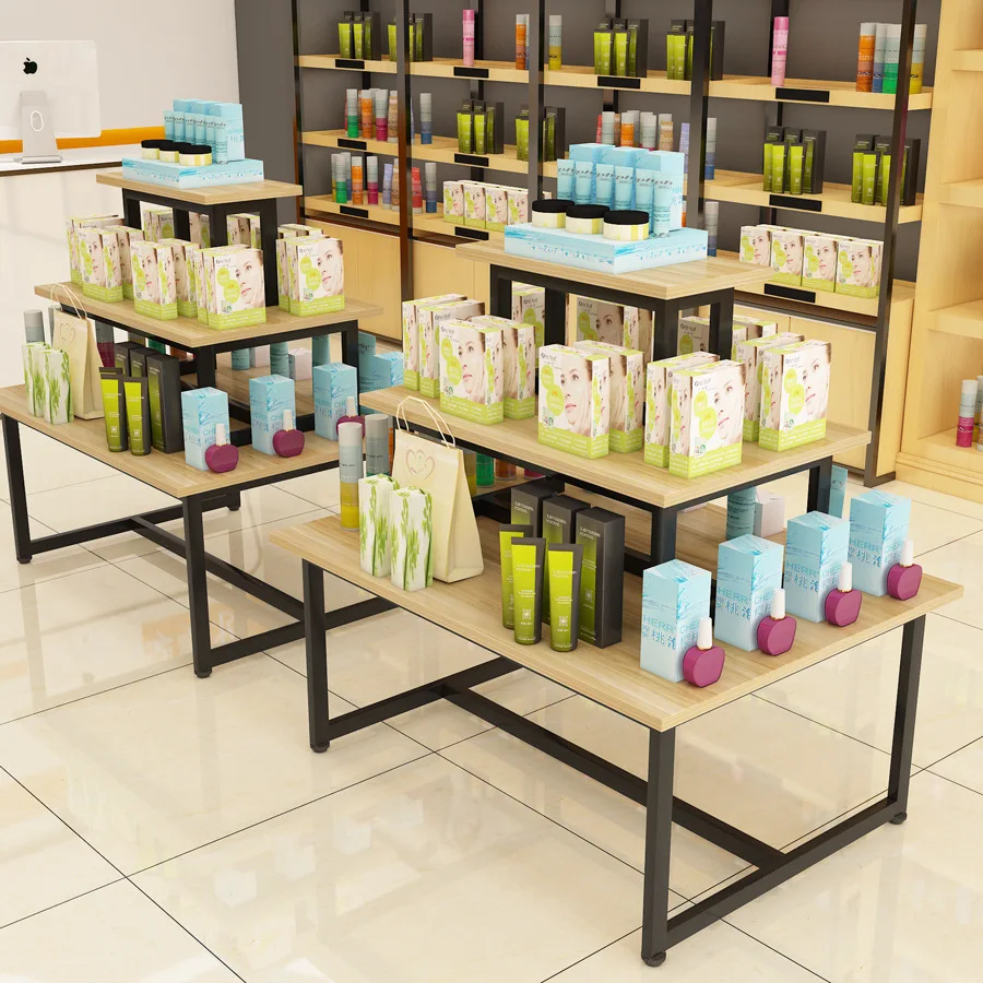 Display table Flow table Cosmetics middle island cabinet Display cabinet Maternal and infant combination three-layer high