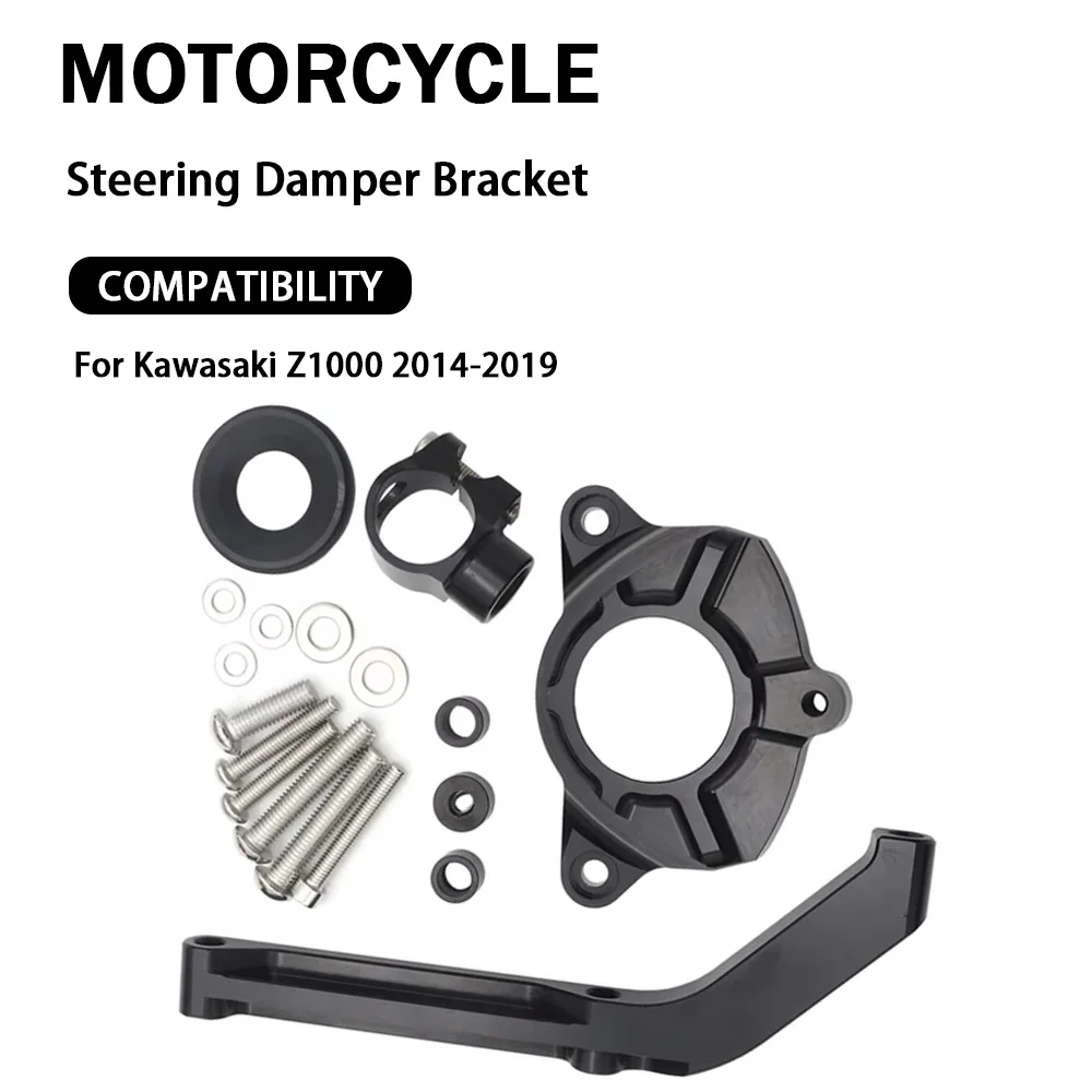 CNC Aluminum Motorcycle Steering Damper Stabilizer Mount Bracket Kit Motorbike Accessories For Kawasaki Z1000 Z 1000 2014-2019