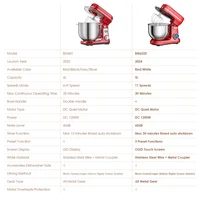 BioloMix Kitchen Food Stand Mixer, Blender, Quiet Motor, Cream Egg Whisk, Whip Dough Kneader, 6-Speed, 1200 W, 6 L, DC 6