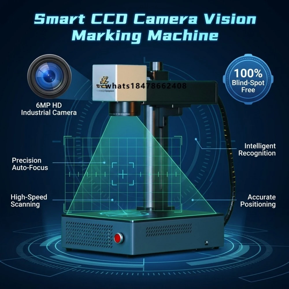 Smart CCD Vision Marking Machine Mini Fiber Engraver Automated Positioning 6MP HD Industrial System