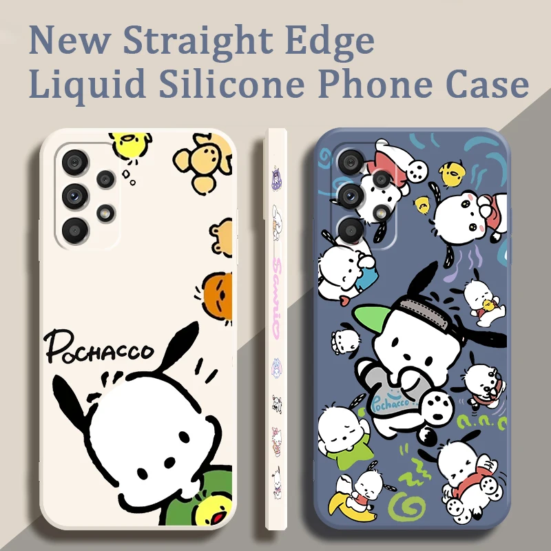 Pacha Dog Sanrio Cartoon Liquid Left Rope For Samsung A54 A53 A52 S A33 A32 A51 A71 A21S A13 A73 A72 A23 A12 5G 4G Back