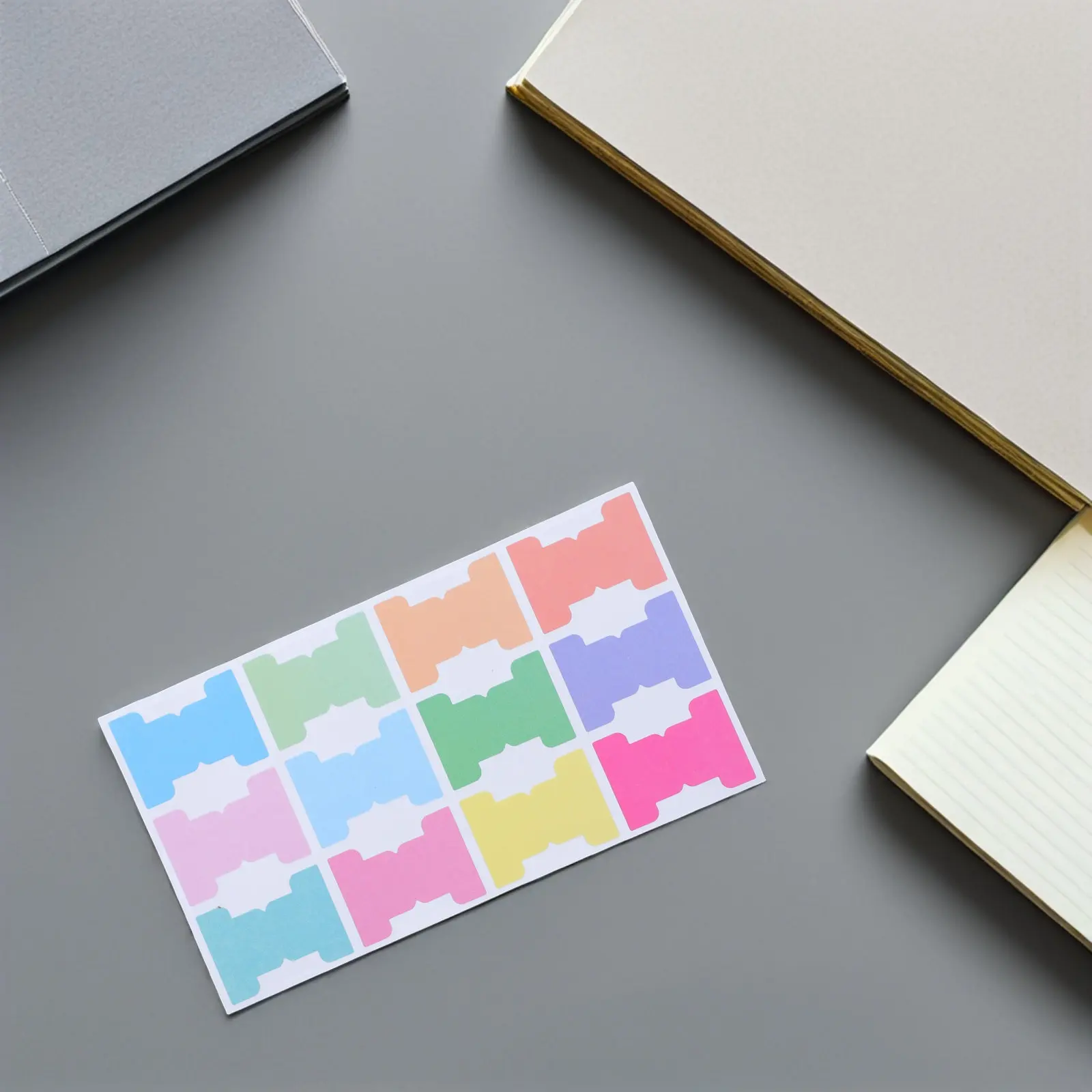 8Sheets Index Tabs Writable Removable Self-Adhesive Colored Page Markers for Notebook Book Document Organizing Office Study