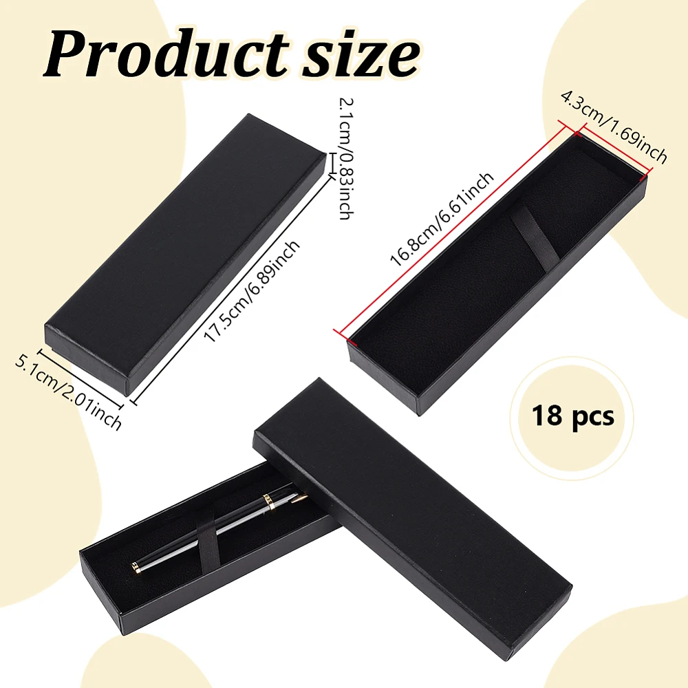 18 Pack Empty Black Gift Box for Pens 6.9x2x0.8inch Paper Pen Display Case Jewelry Boxes for Wedding Birthday Souvenir Office