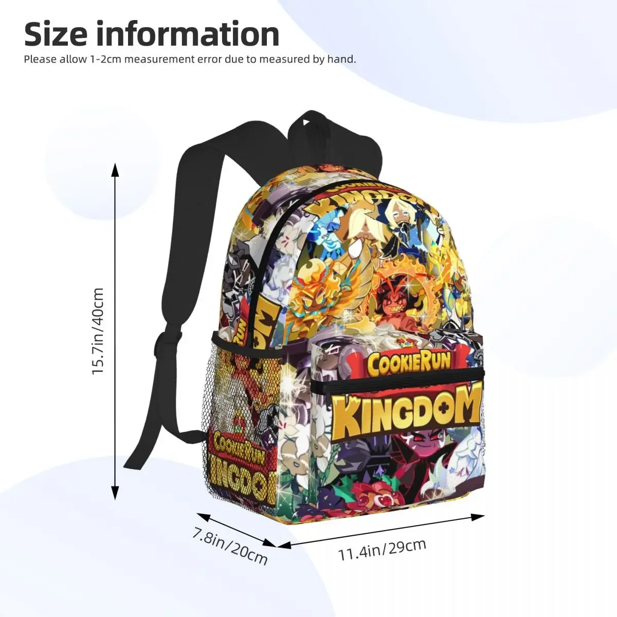 Shadow Milk Plush Cookie Run Kingdom Student Backpack School Bag Hiking Travel Daypack for Boys Girls Bookbag Shoulder Bags