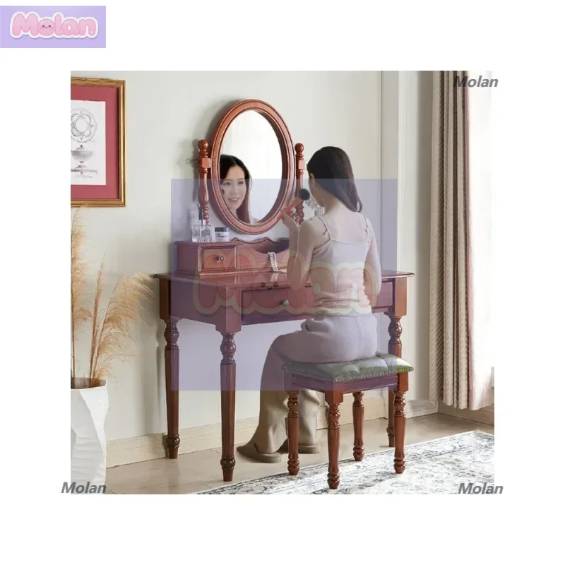 

American modern simple small apartment all solid wood dresser household European bedroom simple dressing table makeup table