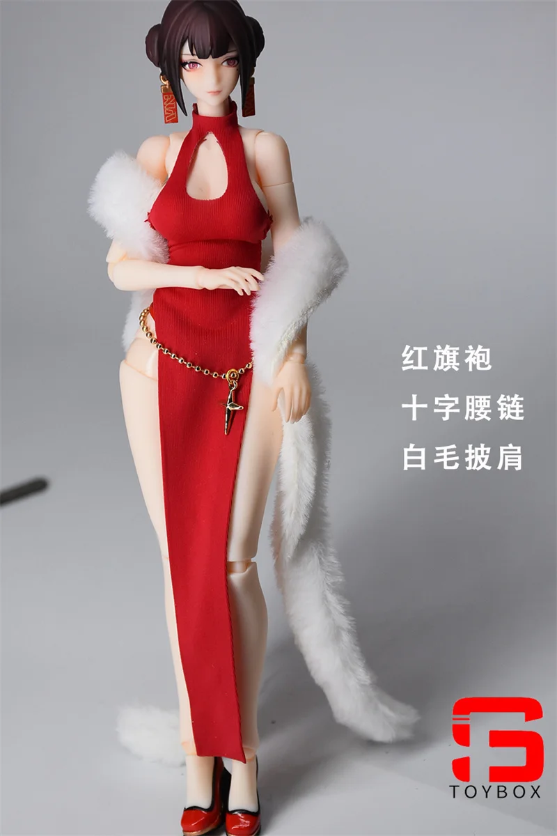 Auf Lager 1/12 Skala Sexy Hängenden Hals Cheongsam Taille Kette Kleidung Modell Fit 6 Zoll Weibliche Soldat Action Figur Körper