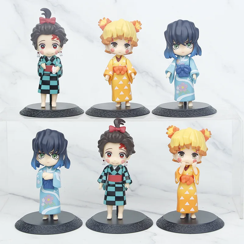 Demon Slayer Kimetsu no Yaiba Kimono Tanjirou Inosuke Nezuko estatua de PVC figura de acción escritorio juguetes de modelos coleccionables figuras de regalo