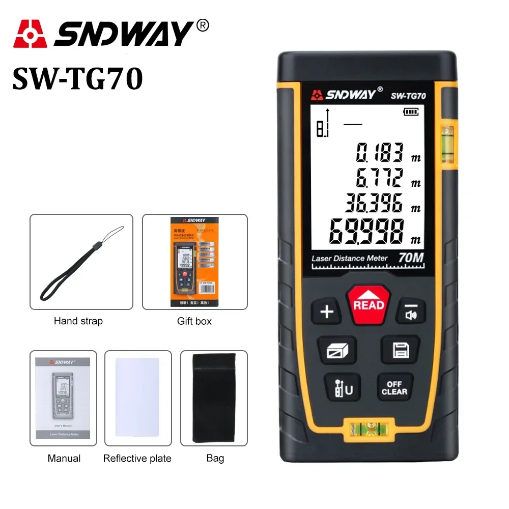 SNDWAY SW-TG50/70/100/120 laser distance meter rangefinder trena laser tape range finder build measure device ruler test tool