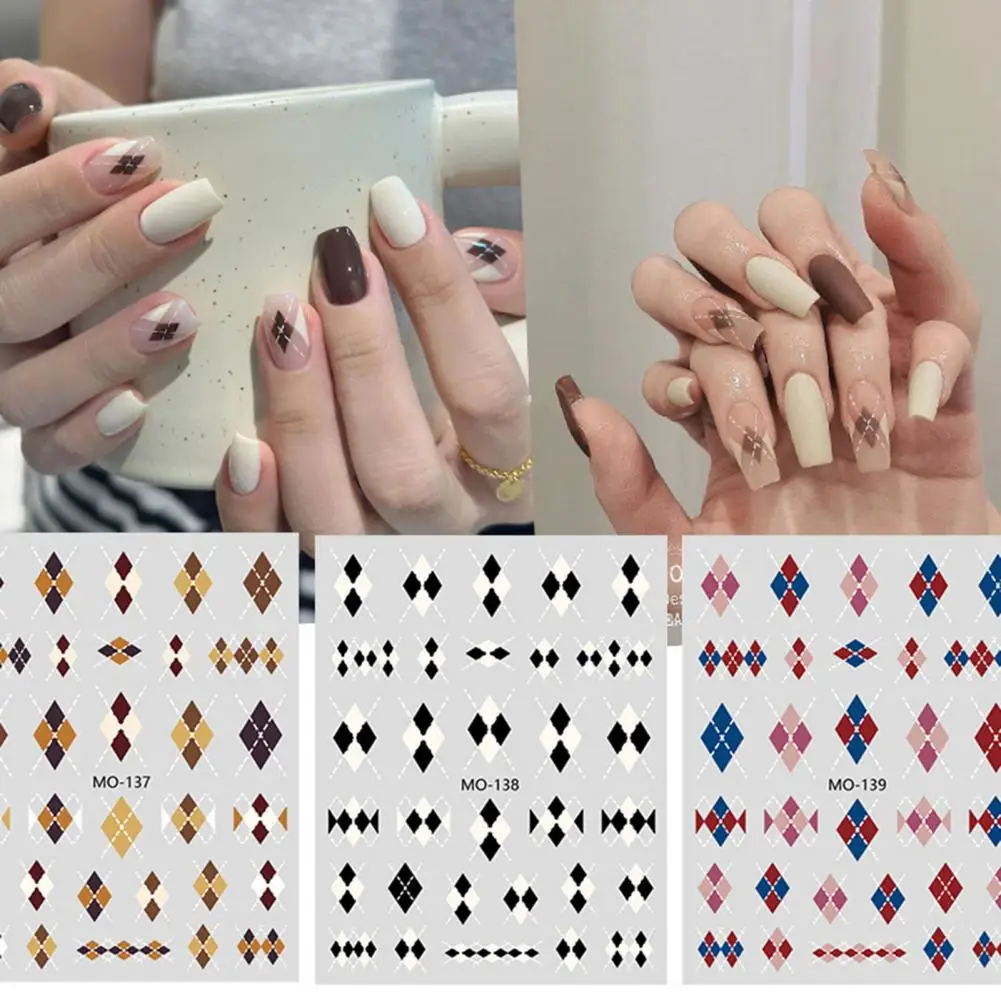 Elegant Nail Art Designs Nail Art Sticker Fashionable Plaid Bunny Nail Stickers Elegant Autumn-winter Nail Decorations for Women