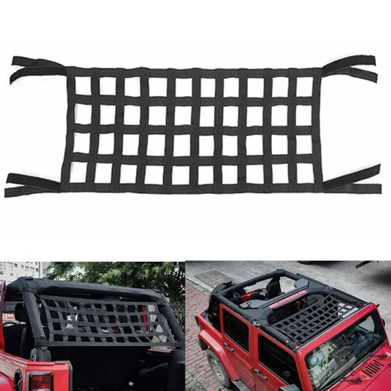 1PC Roof Back Cargo Net Window Extra Storage Restraint Webbing Fit For Jeep Wrangler