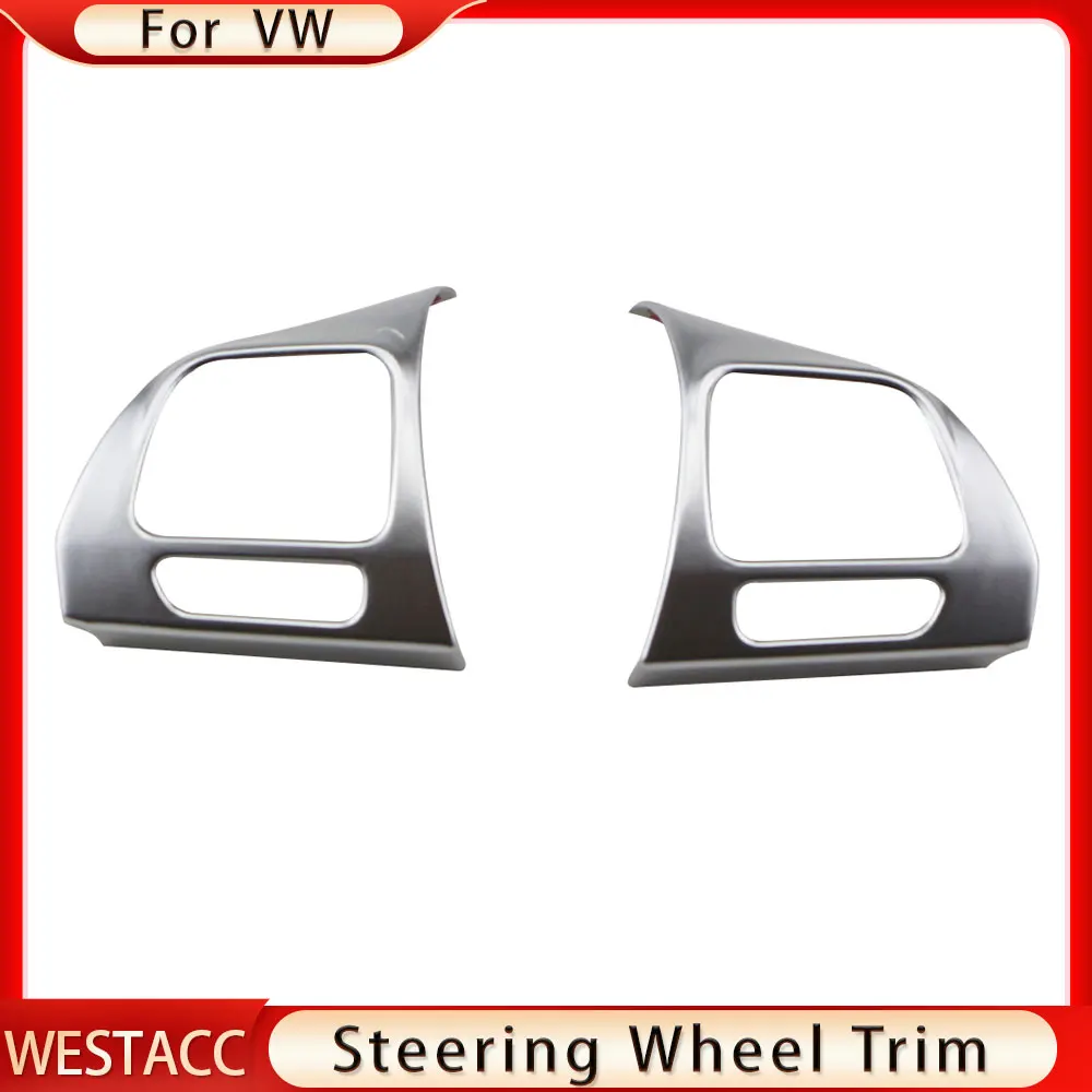 2Pcs Car Steering Wheel Panel Sticker Trim Cover for VW Golf MK6 Passat B7 CC EOS Tiguan Jetta Touran Caddy Sharan Accessories