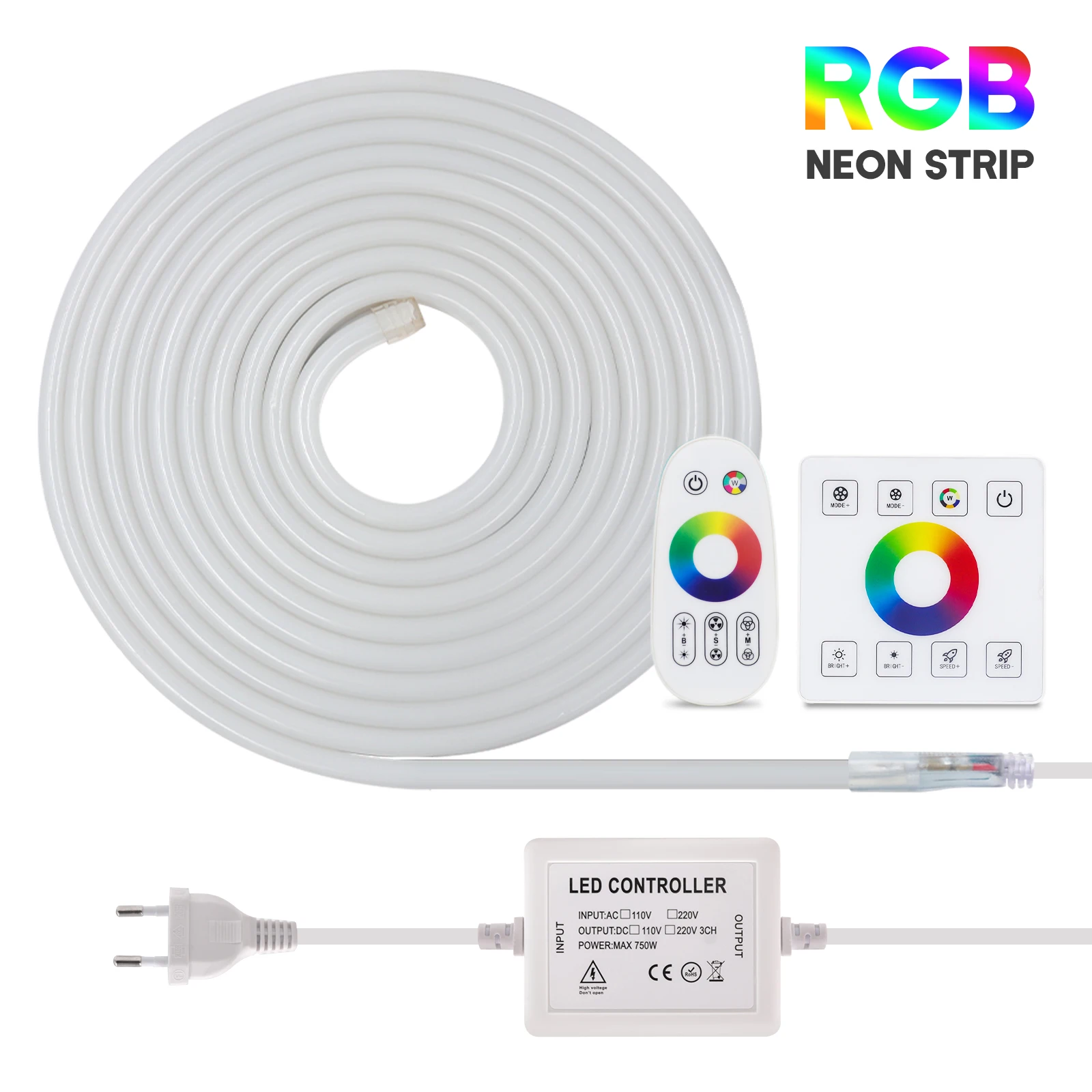 

110V 220V RGB Neon Light IP67 Waterproof 2835 5050 LED Strip Flexible DIY Neon Sign Touch Remote Control Home Decor Lighting