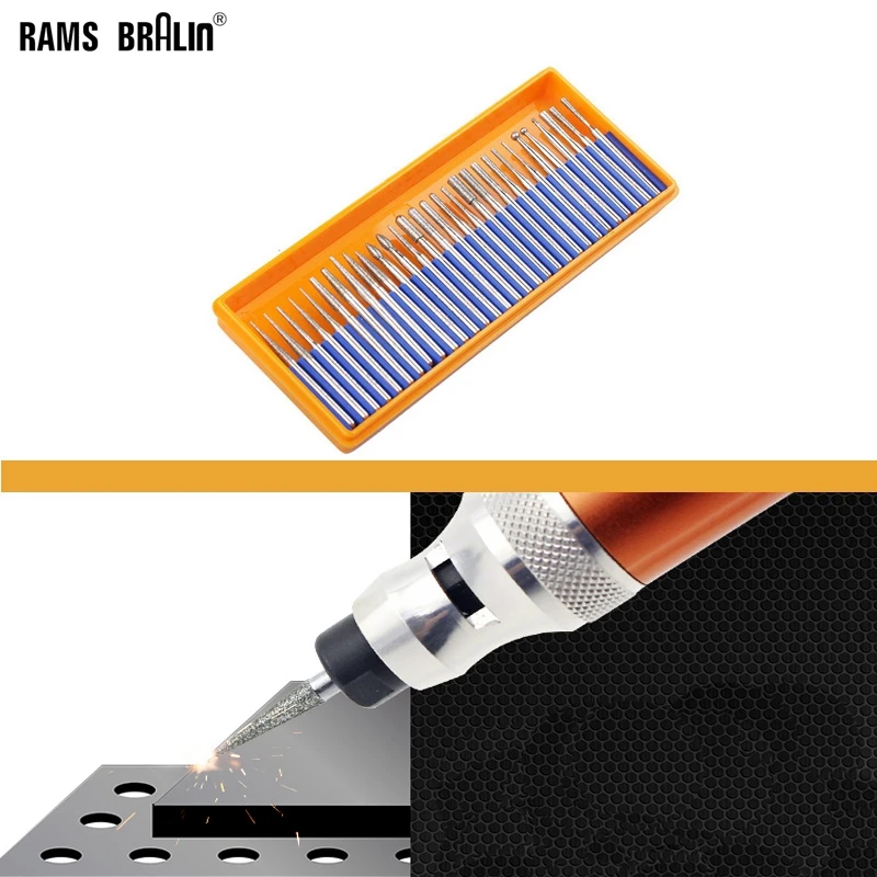 30 Pieces/set Bur Alloy Grinding Head Set Coated Carving Burrs Rotary Tool Bit Grit 120