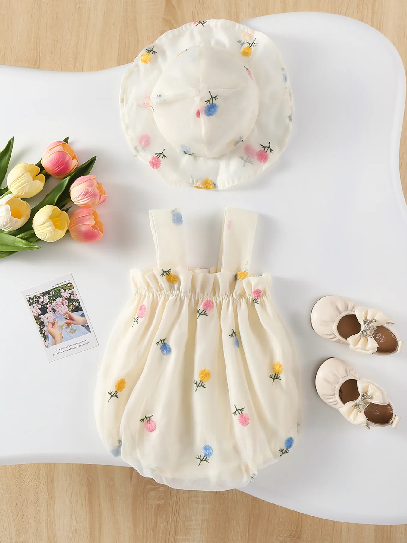 2025 Summer Girls Clothes Floral Infant Bodysuit Embroidery One Piece Sleeveless Baby Jumpsuits