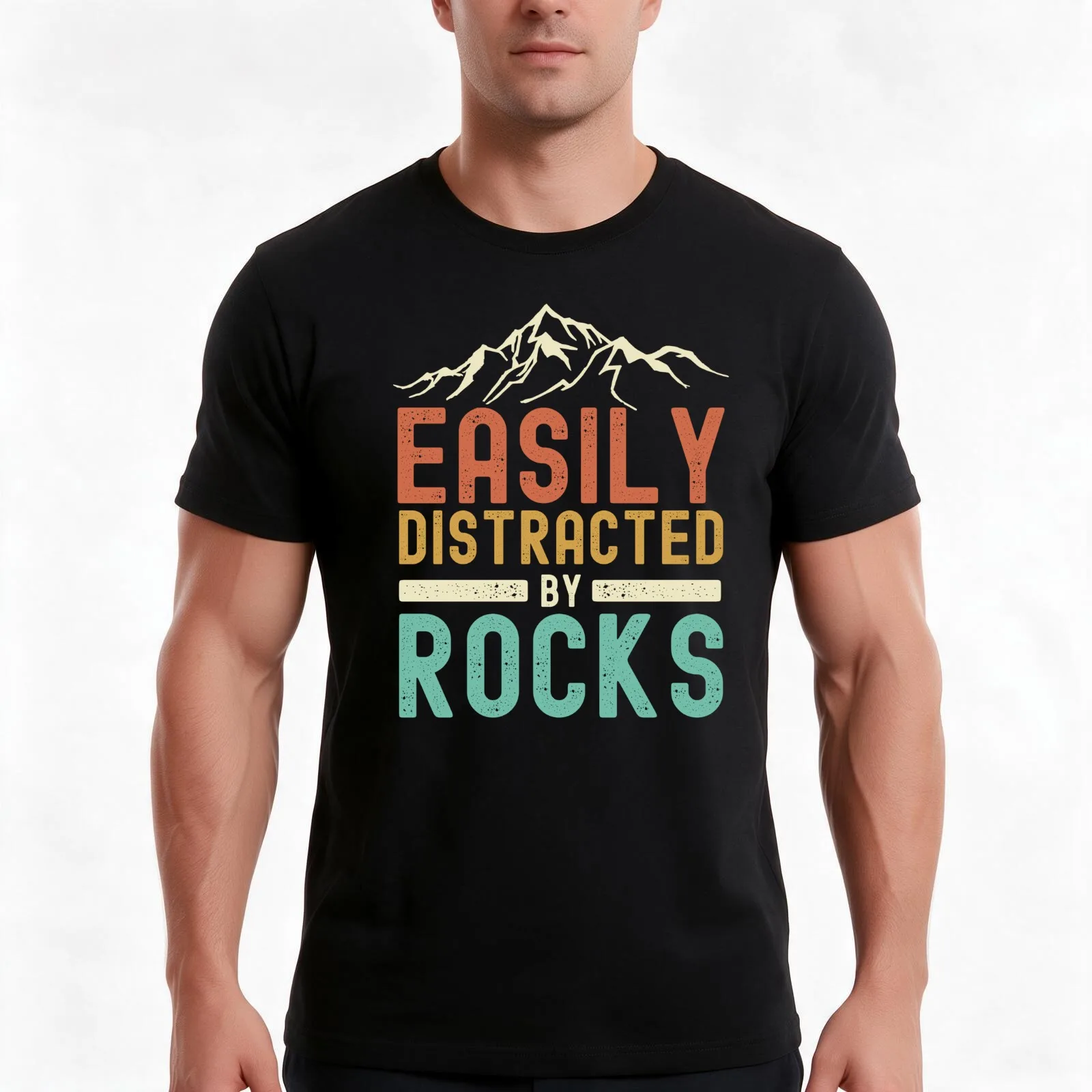 Easily Distracted By Rocks ( Geologist And Geology Teacher Gift) T-Shirt Summer Casual Cotton Tee Oversized Streetwear Tops