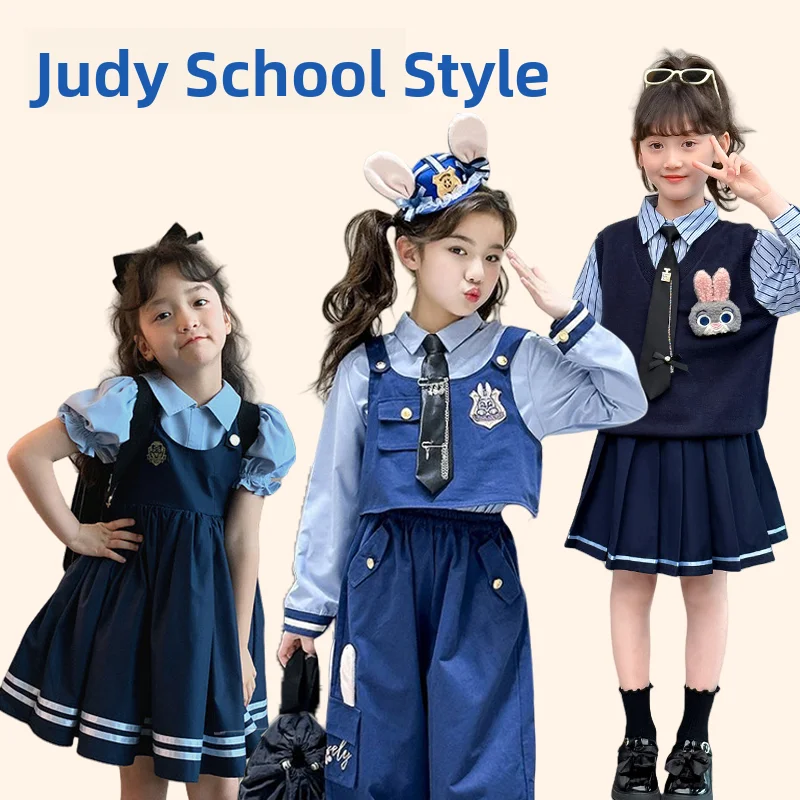 Crianças cosplay traje judy ni coelho policial roupa headwear desempenho roupas calças saia m fem versão