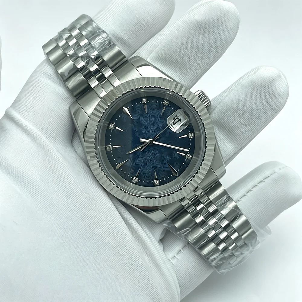 39mm Watch 36MM Stainless Steel NH35A Mechanical Watch for Men Cocktail Dial Date Window Cyclop Steel Bracelet for man