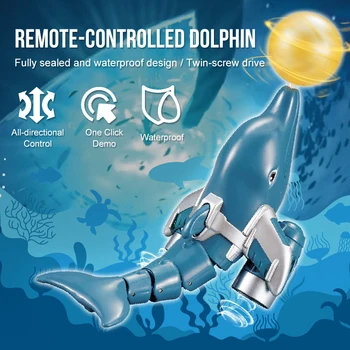 2.4G Intelligent Rc Dolphin Boat Toy Remote Control Ship Simulation Dolphin Game Ball with Light Effects Underwater Game Toys for Children