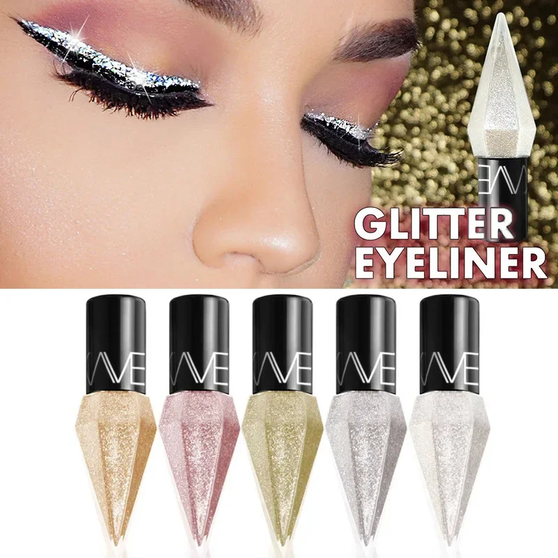 Diamond Shiny Eye Liners Eyeshadow Waterproof Glitter Sequins Eyeliner Eye Shadow Makeup Beauty Cosmetics Silver Rose Gold Color