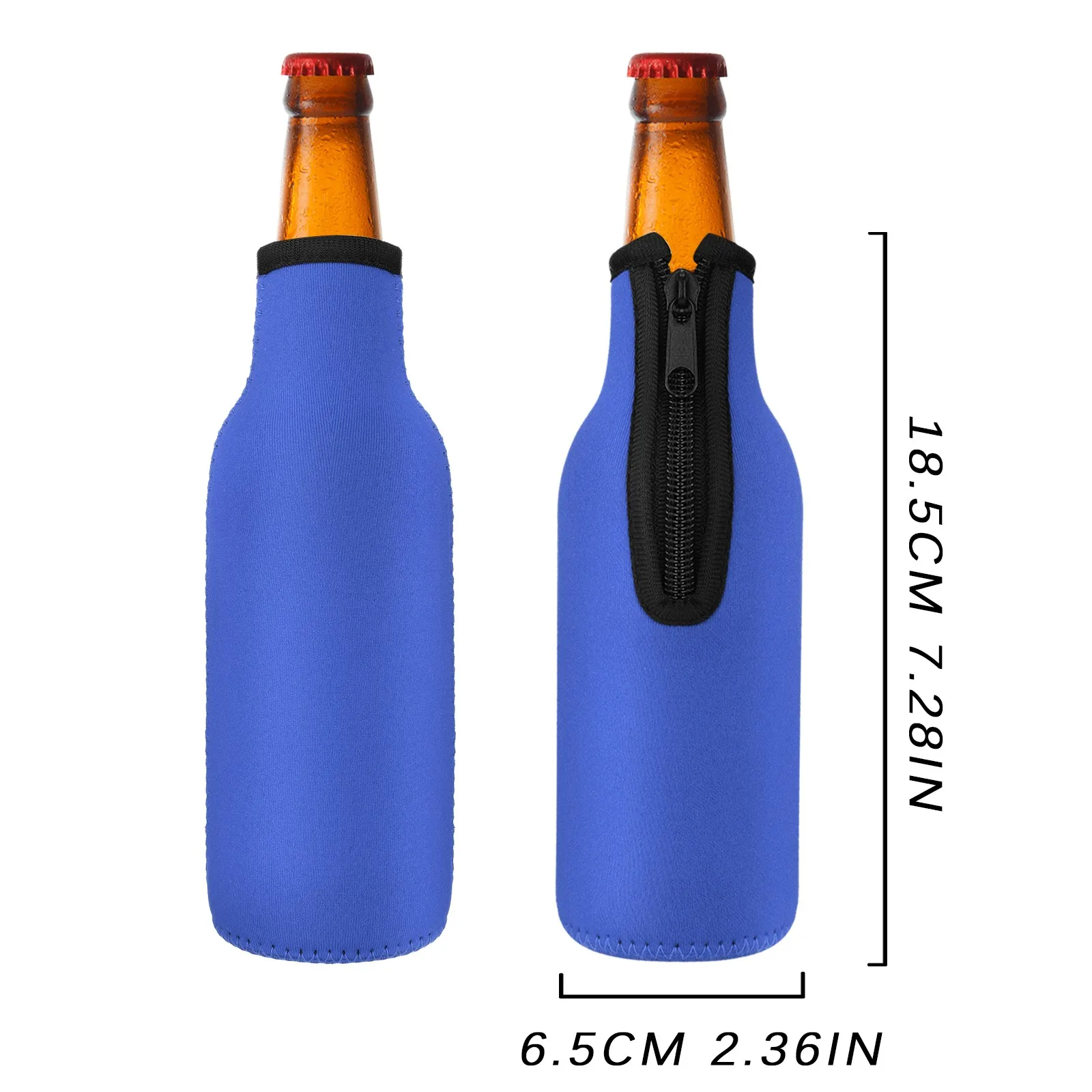 1Pcs Beer Bottle Cooler Sleeves with Ring Zipper Collapsible Neoprene Insulators for 12oz 330ml Bottles Party Drink Coolies