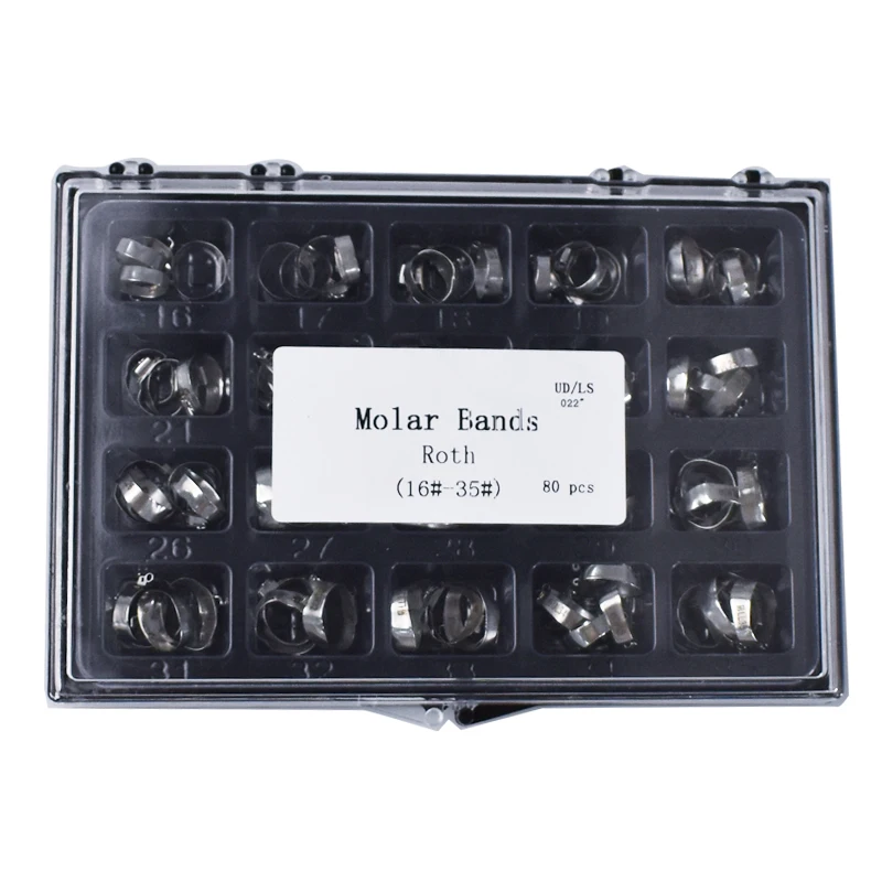 

80Pcs Dental Orthodontic Kit with Molar Bands Plain Rings Straight Wire MBT Roth 16 35 for Braces Treatment