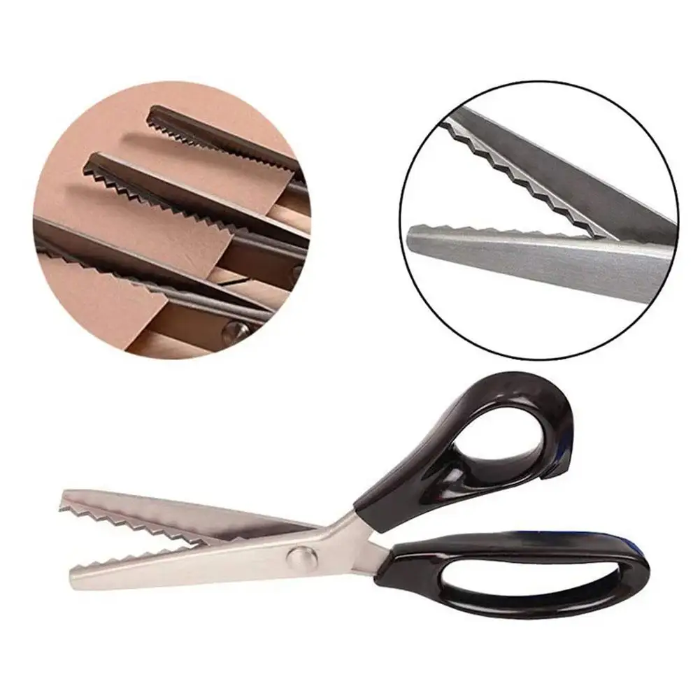 Stainless Steel Pinking Fabric Cutter Lace Cloth Crafts Dressmaking Zig Zag Cut Scissors Sewing Scissors Fabric