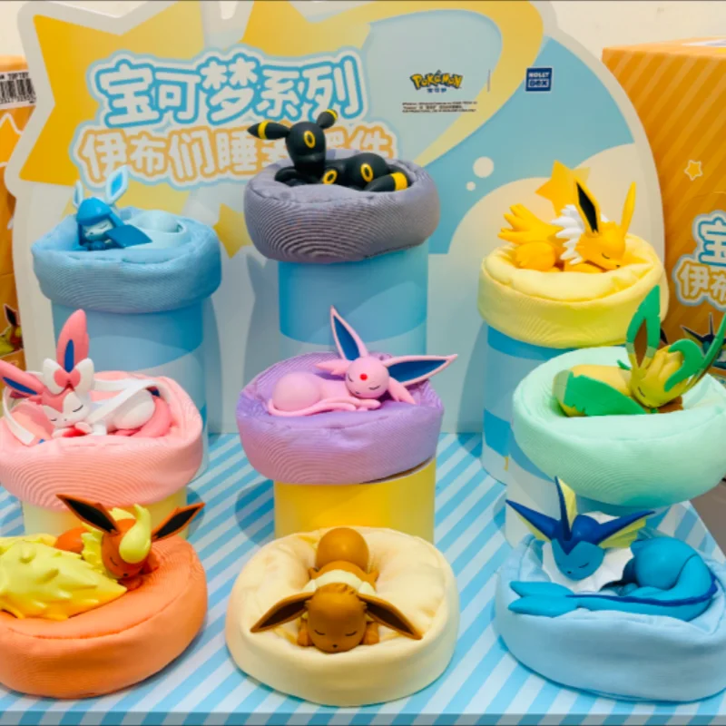

Подлинная серия Eevee Sleeping Position Mystery Box Vaporeon, аниме-фигурки Sylveon Espeon Umbreon, товары, модель, подарочная игрушка
