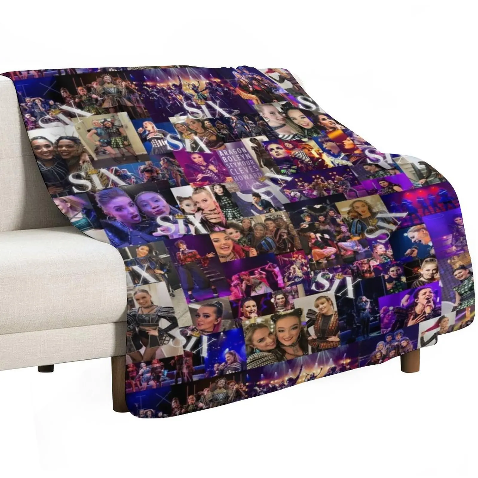 Six Collage Throw Blanket Warm Napping Blanket for Office Couch Bed
