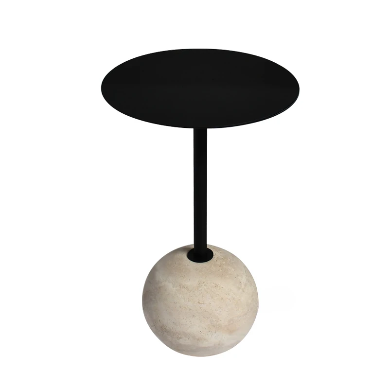 

Nordic natural Roman travertine sofa side model room light luxury simple corner few Internet celebrity small round table