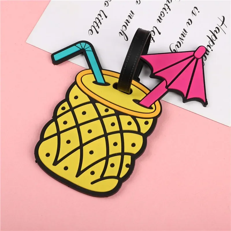 Women Men Silica Gel Luggage Tags Fruit Cartoon Suitcase ID Address Label Holder Baggage Boarding Tags Travel Accessories