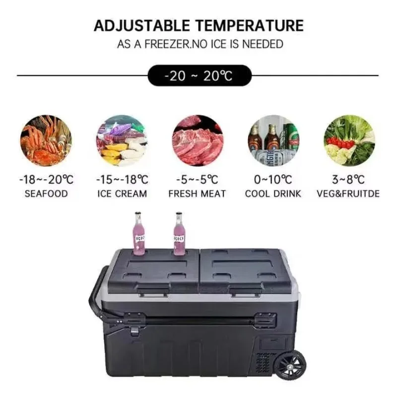 

【Best-selling】Dual-zone Fast Cooling 12V 24V AC DC Upright Camper Van Fridge RV Camping Car Refrigerator for Caravan Use Logo