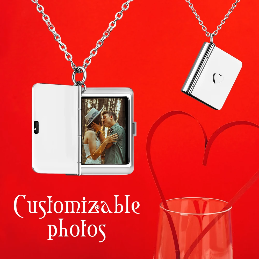 New Arrival Photo Album Pendant Necklace with 4 pictures Stainless Steel Necklace Personalized Jewelry Gift for Valentine's day