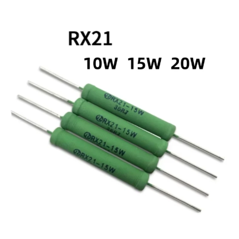 5pcs RX21 20W Wire Wound Resistance 5% 0.05R 1R 10R 100R 200R 1K 2K 10K 12K 15K 20K 22K 25K 30K 33K 39K 47K 20R 22R 27R 30R 33