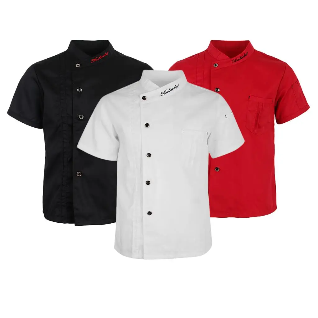 Summer Chef Jacket Uniform Left Breast Pocket Chef Coat Quick Drying Apparel for Restaurant Hotel