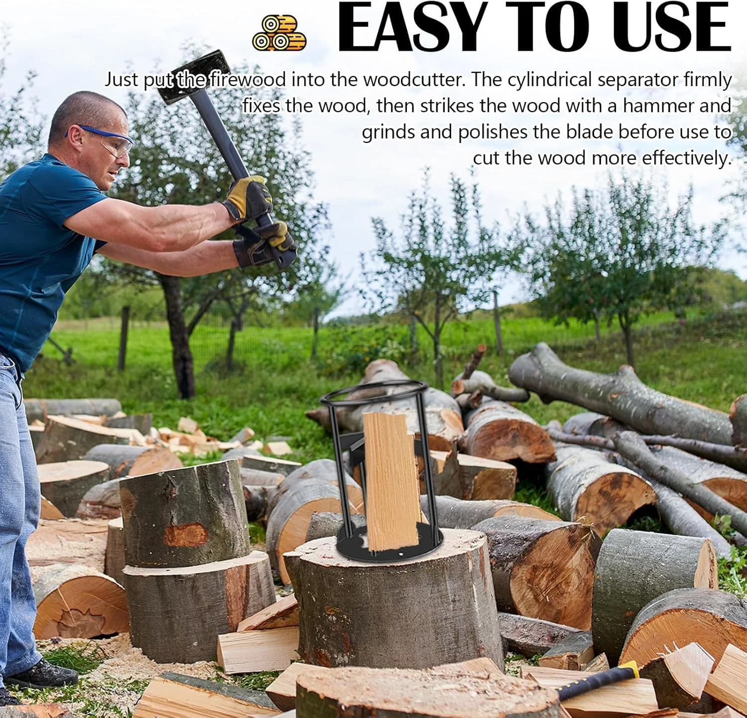 Portable Firewood Splitter Iron Splitting Wedge Wood Cutter Labor Saving Log Splitting Tool for Home Use