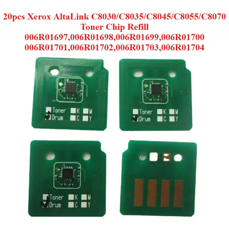 

20 шт. Xerox AltaLink C8030/C8035/C8045/C8055/C8070 заправка чипа тонера (006R01697,006R01698,006R01699,006R01700/006R01701-04)