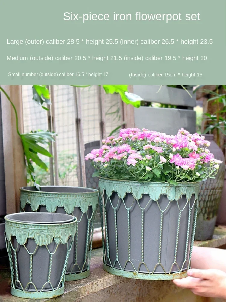 

Nordic Retro Iron Art Flowerpot Garden Courtyard Layout Balcony Outdoor Flower Stand Decoration