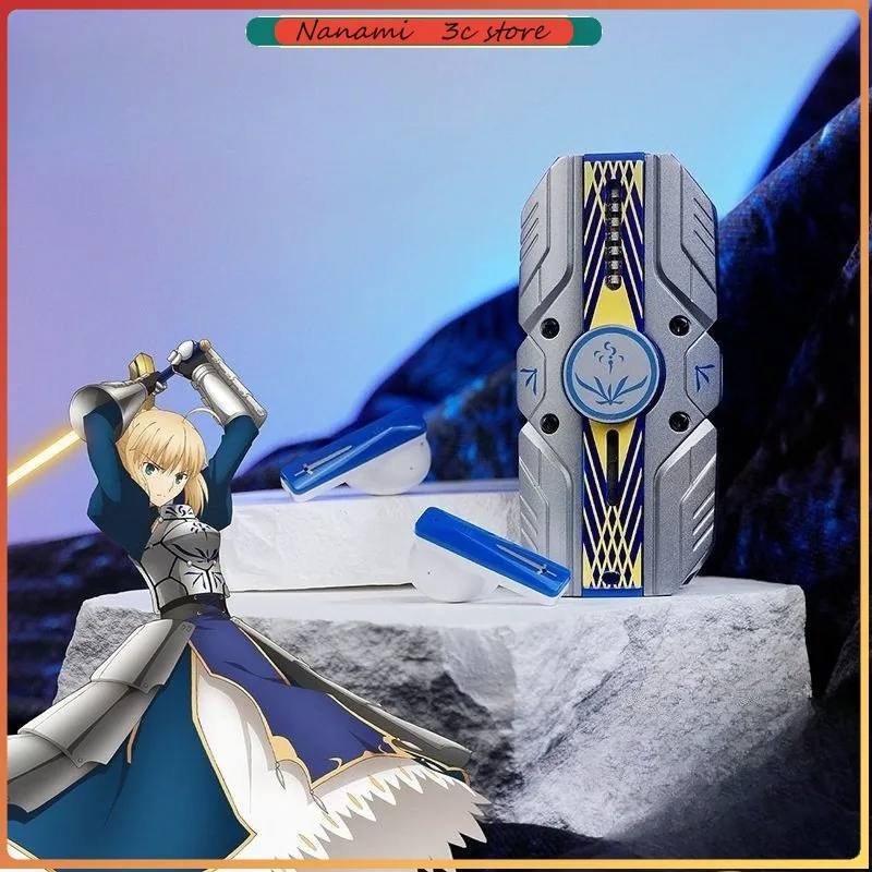 Fate Stay Night Saber Avalon TWS Headphones Fidget Spinner Charging RGB Light Effect Half‑in‑Ear Bluetooth Earphone Anime Gift