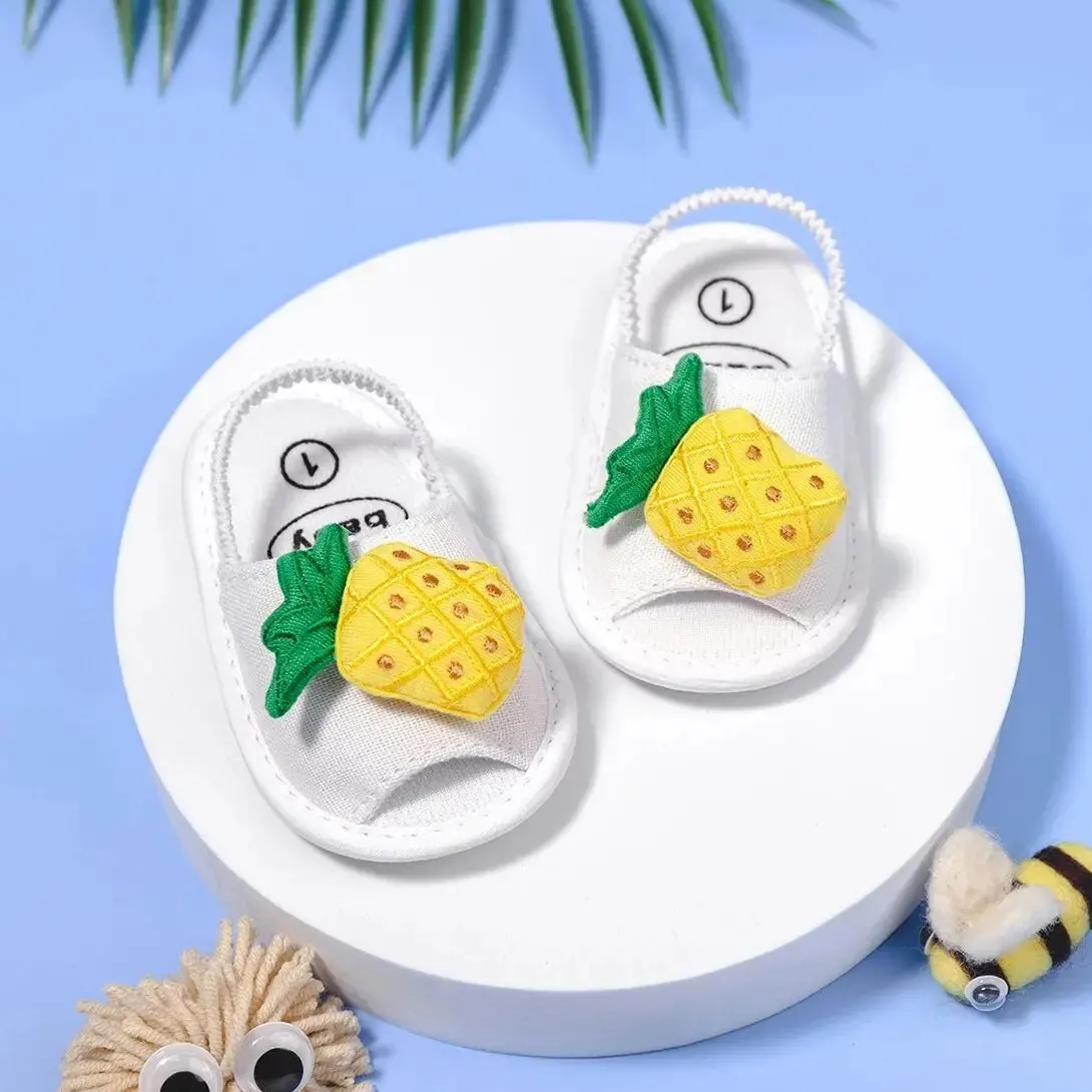 Meckior Summer Sandals Baby Boy Girl Shoes Fluff Baby Girl Slipper Animals Flower Anti-Slip First Walkers Crib Shoes