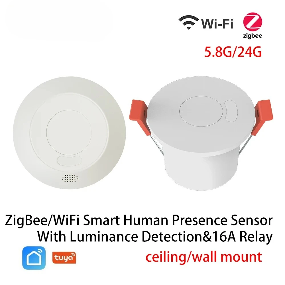 

ZigBee3.0/Wi-Fi 24G MmWave радар датчик присутствия человека для выключателя света обнаружение яркости 110/220 В Tuya Smart Life Home