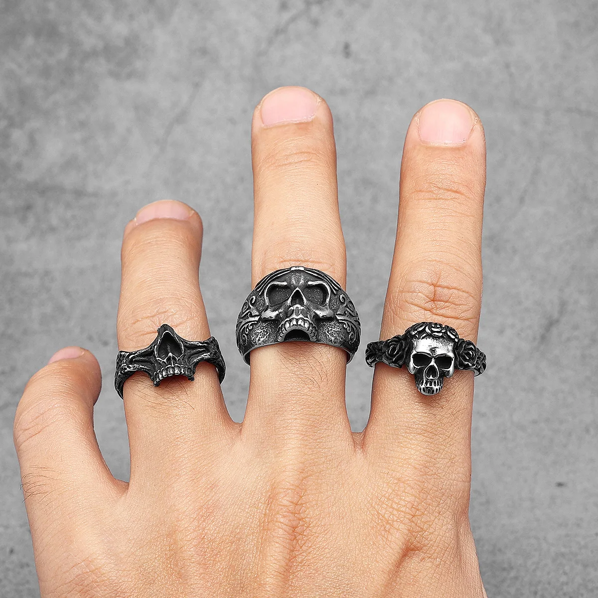 Aesthetic Rose Skull Men Rings - Men Accessories Aesthetic recension och pris